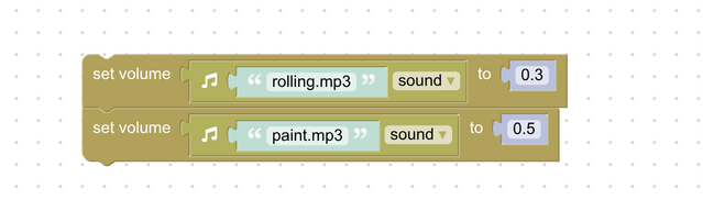 using set volume puzzle block to load sounds and set their volume