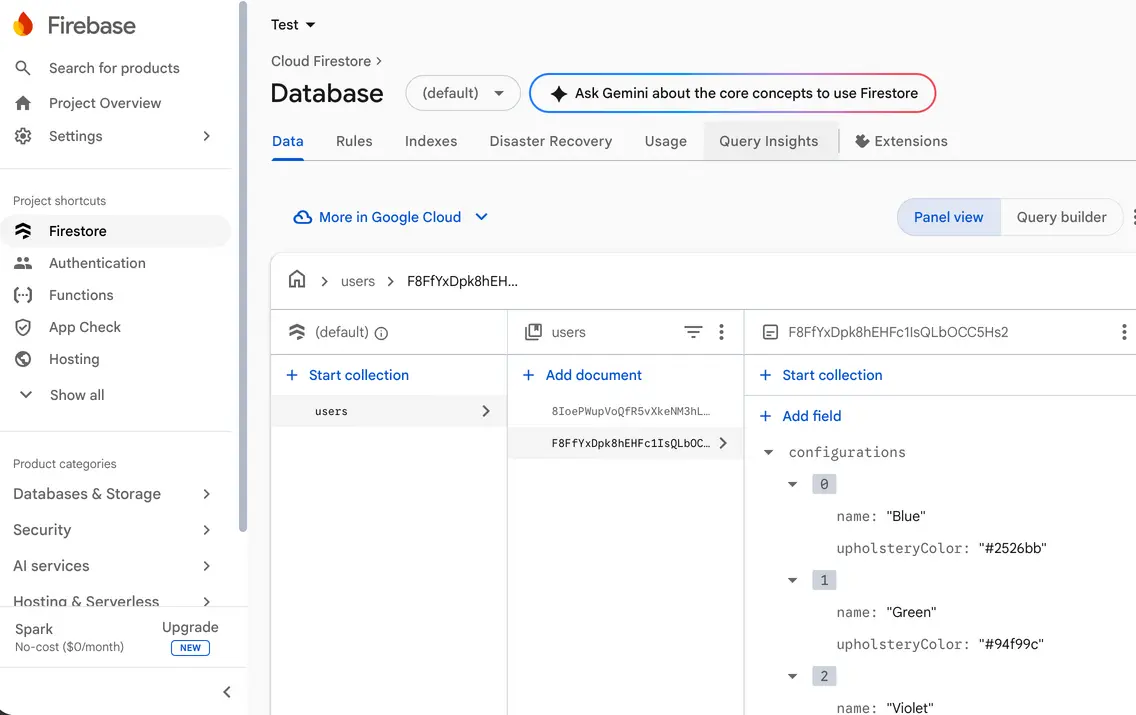 Firestore admin UI