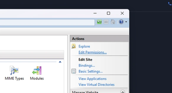 Edit permissions in IIS