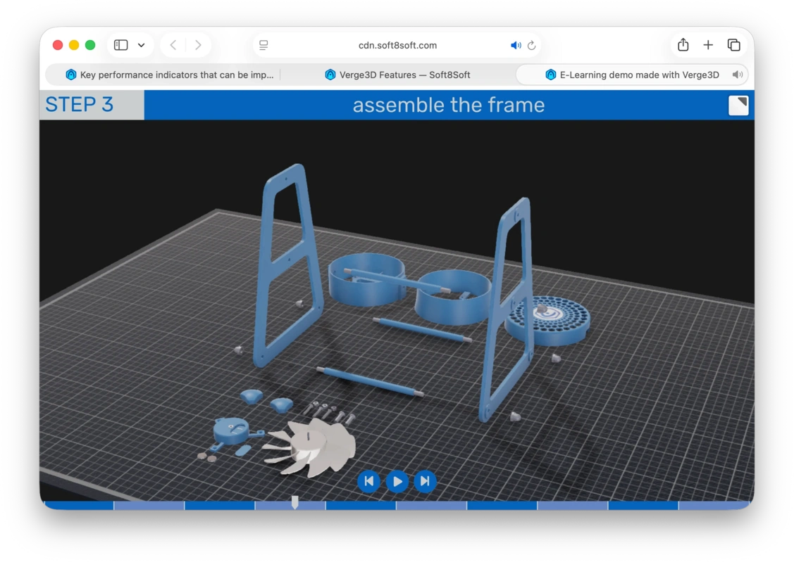 Screenshot Verge3D E-Learning demo