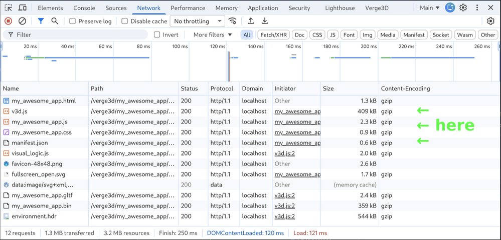 Checking server asset compression in Chrome/Edge