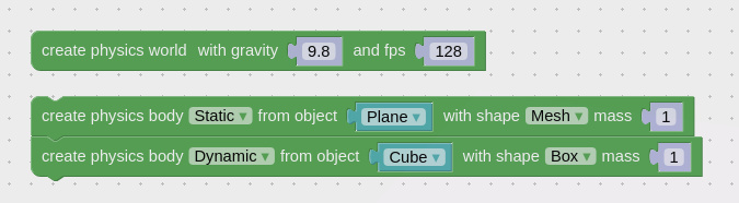 making a simple physics scene with a cube and a plane