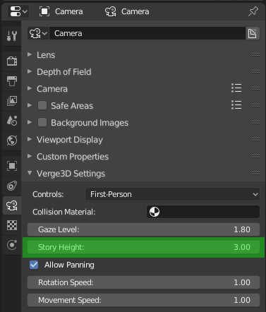 Story height setting for first-person camera in Blender