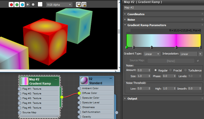 3ds Max' Gradient Ramp Map