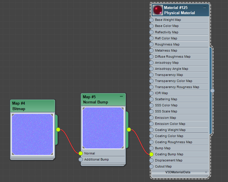 Using the Coating Bump Map input of the physical material map in 3ds Max