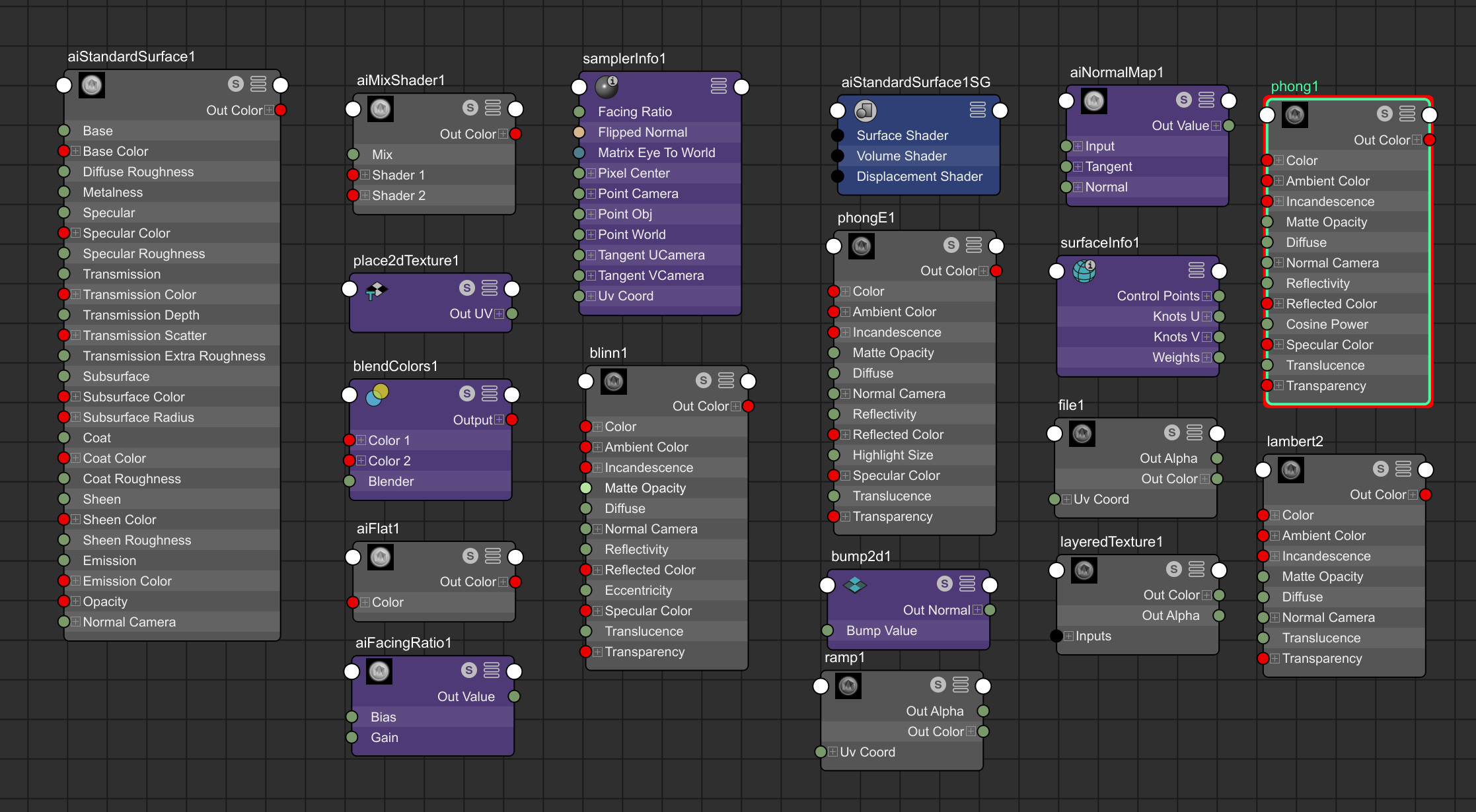 Verge3D for maya material nodes