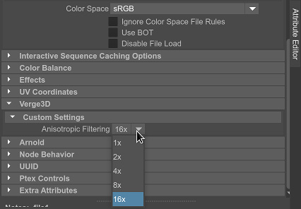 maya anisotropic filtering settings