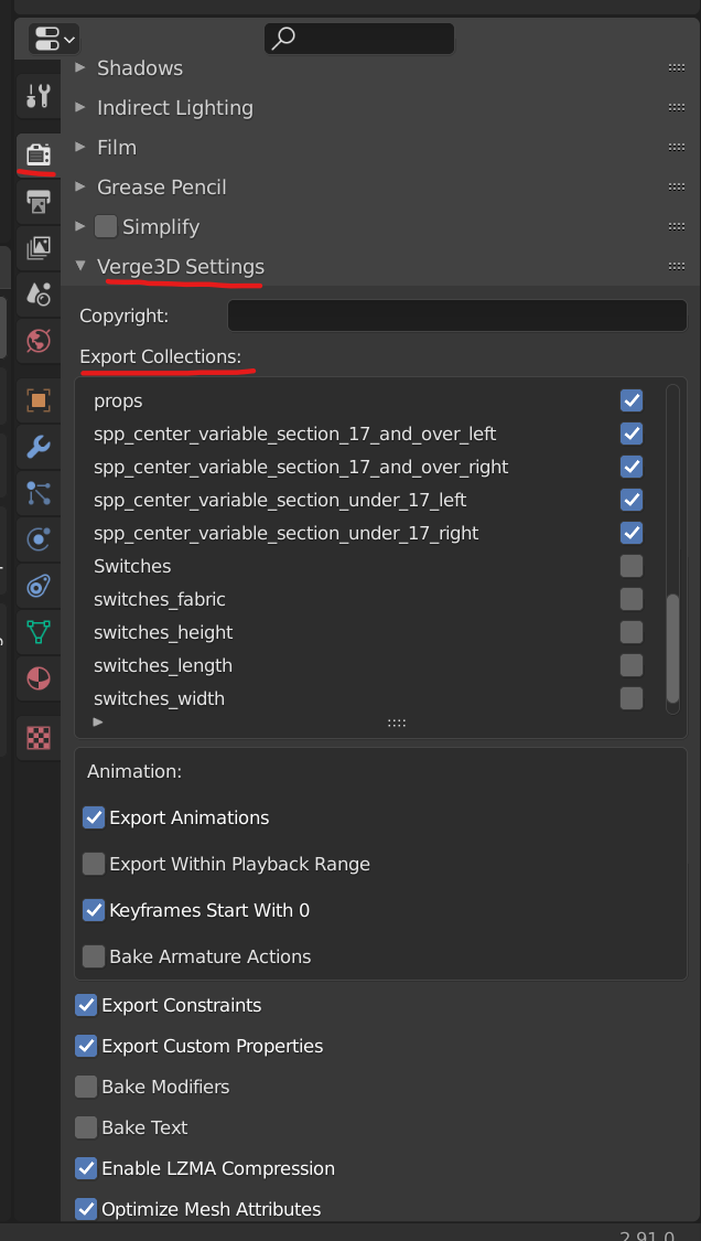 Export Settings