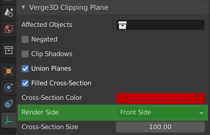 Blender clipping plane settings - Render Side setting