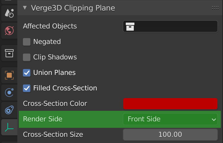 Blender clipping plane settings - Render Side setting 