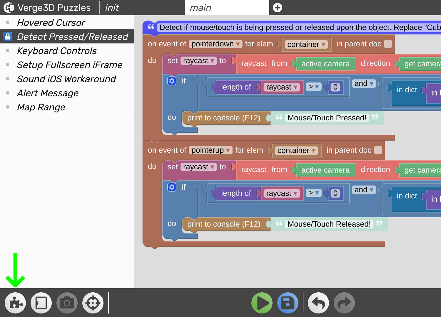 new entry in the Puzzles library – Detect Pressed / Released