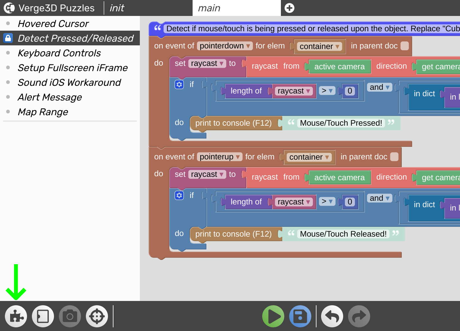 new entry in the Puzzles library – Detect Pressed / Released