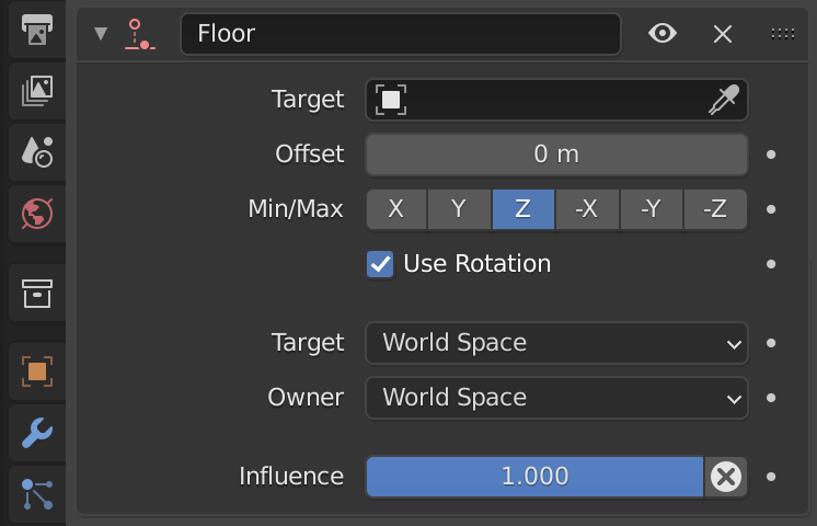 Floor Blender constraint settings