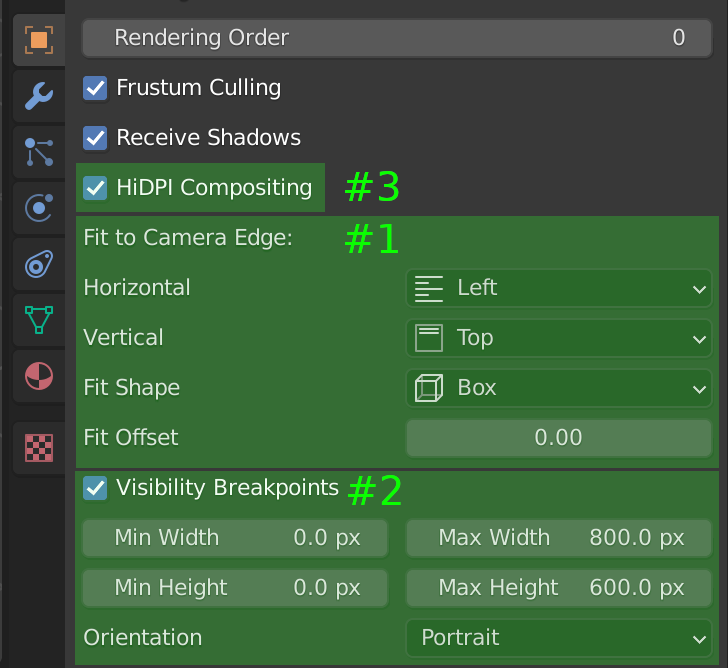 Verge3D settings related to 3D User Interfaces