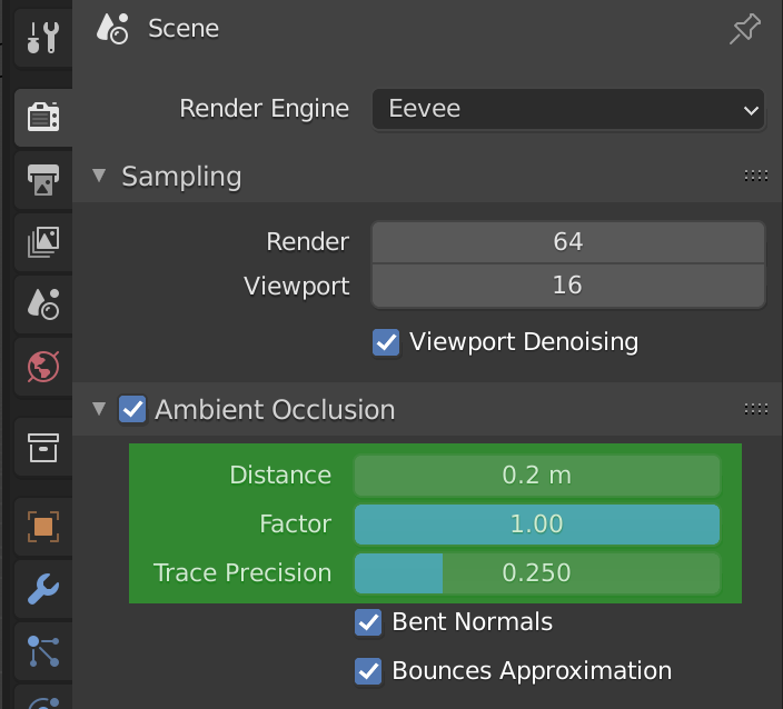 Eevee's ambient occlusion settings