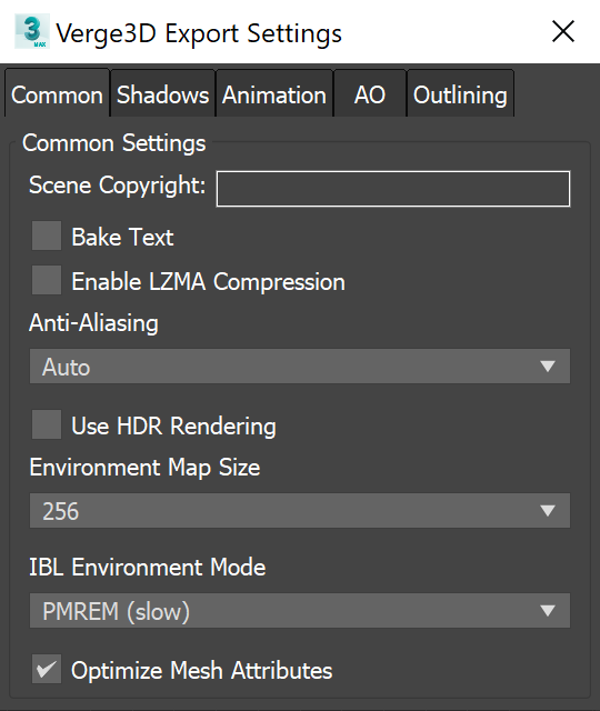 3ds max - reorganized Verge3D export settings