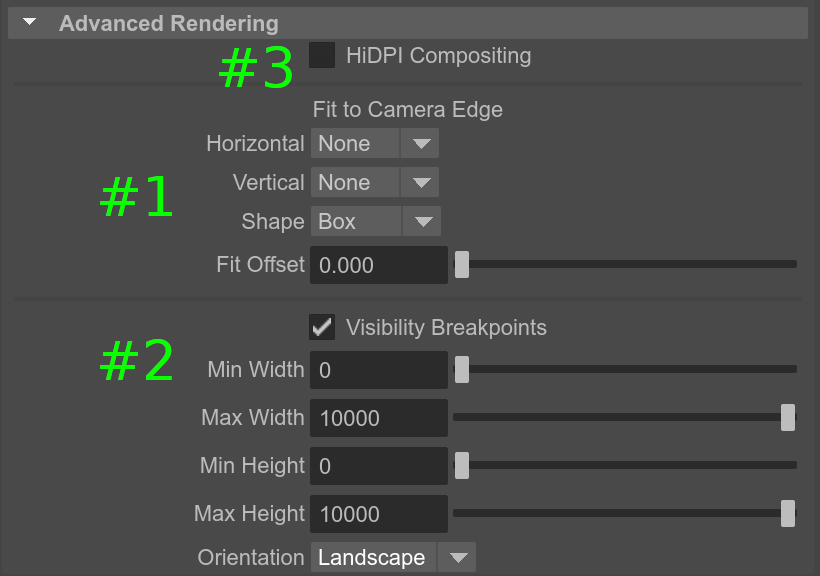 Verge3D for Maya settings related to 3D User Interfaces