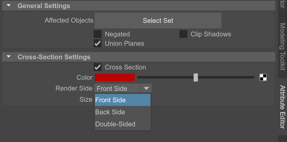 Maya clipping plane settings - Render Side setting