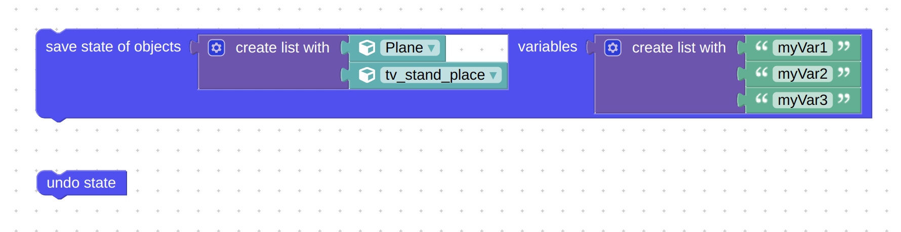 Verge3D "save state" and "undo state" puzzles