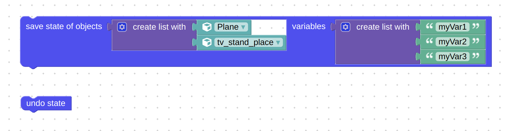 Verge3D "save state" and "undo state" puzzles  