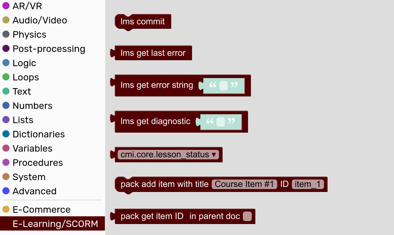 Verge3D puzzles that wrap LMS API calls according to SCORM 1.2 specification