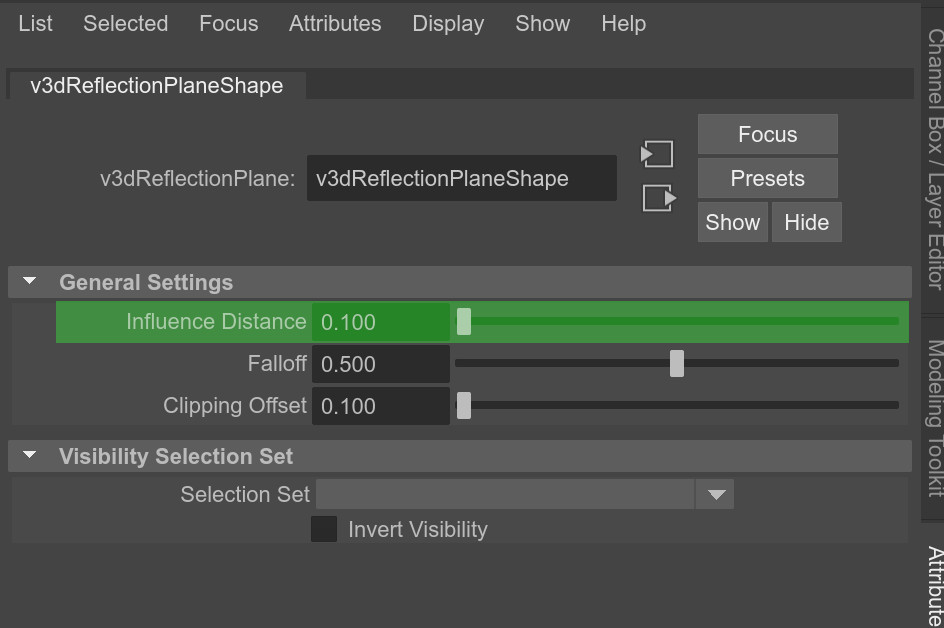 Influence Distance  setting reflection planes in Maya