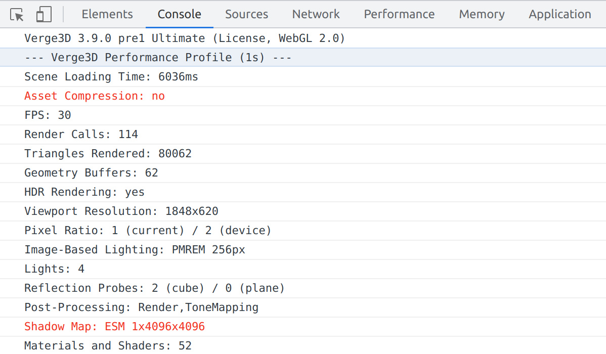 Verge3D performance profile output