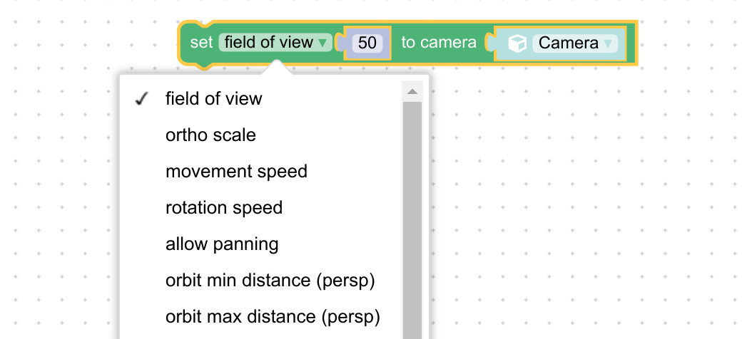 usage of Verge3D puzzle set camera param  