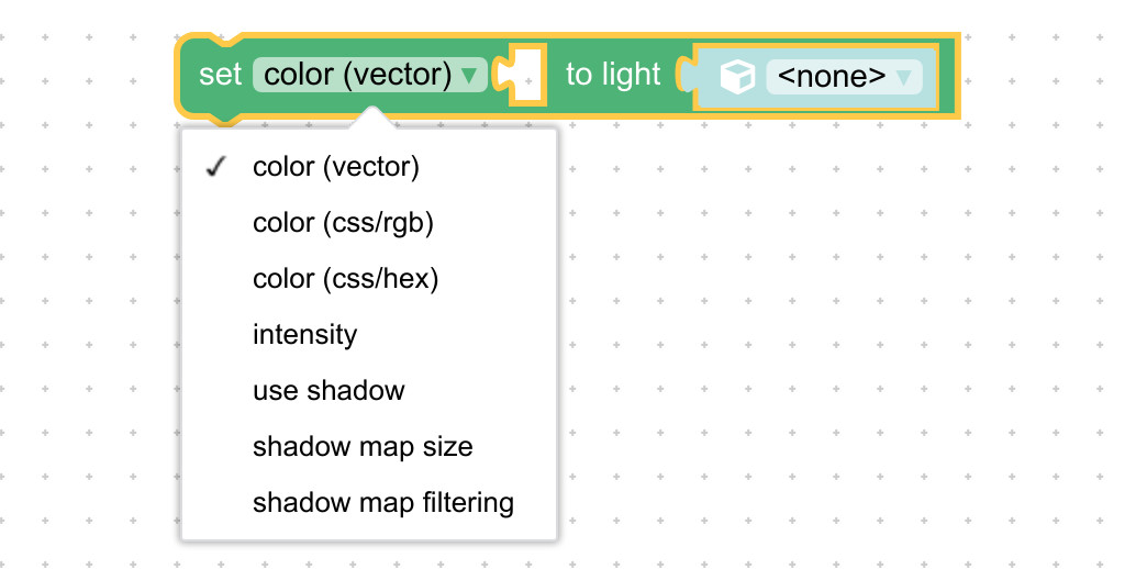 usage of Verge3D puzzle set light param