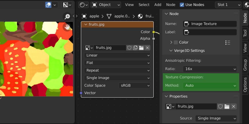 Verge3D for Blender - enable texture compression for individual images
