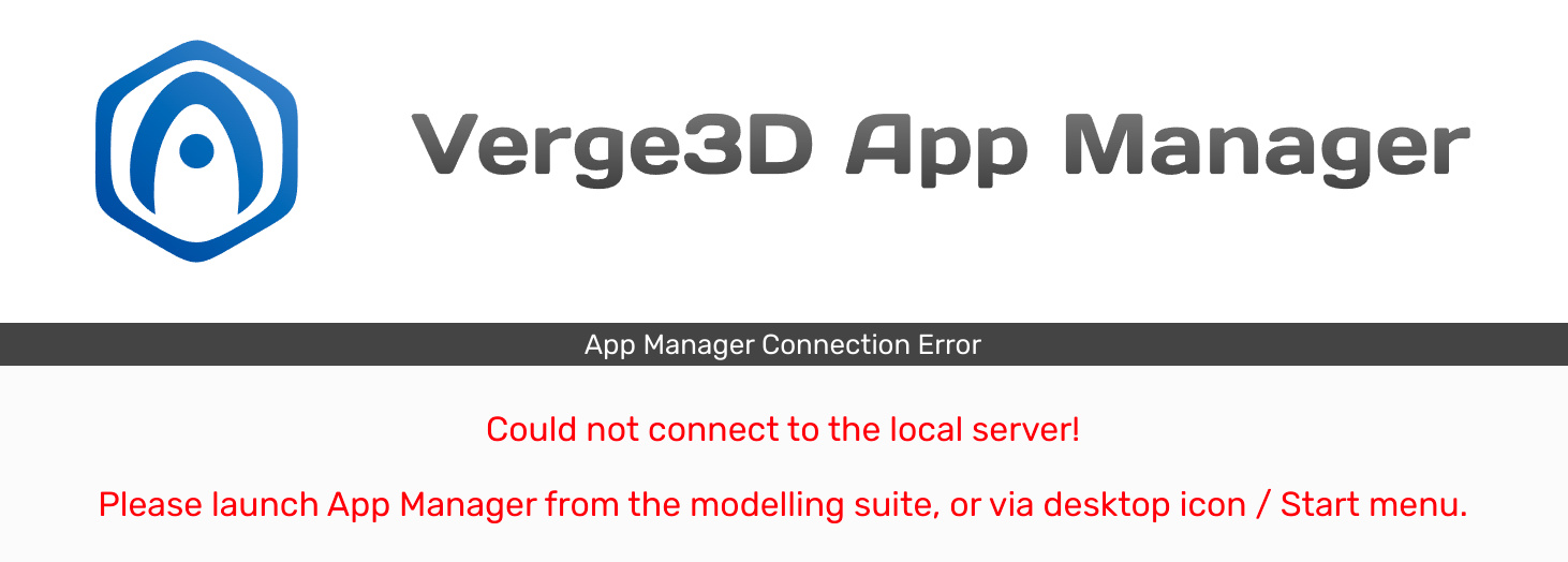 Verge3D App Manager - connection error 