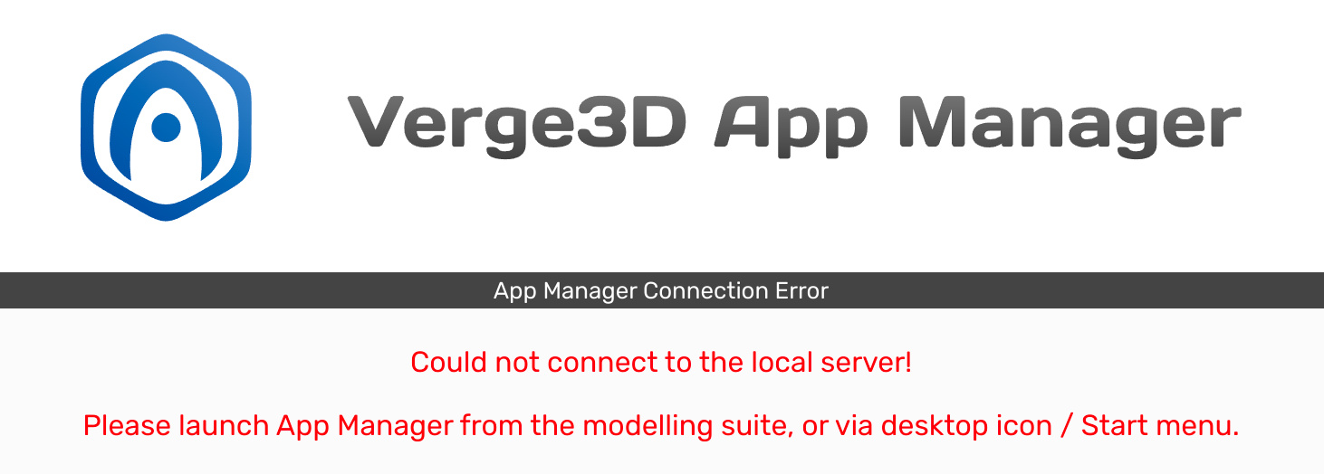 Verge3D App Manager - connection error