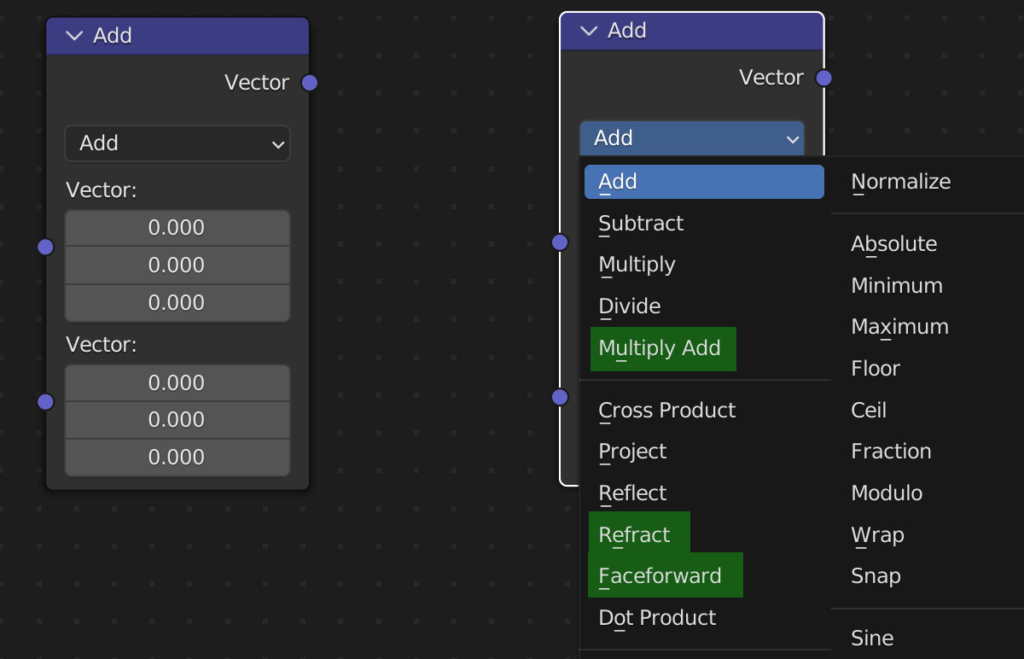 Blender - node Vector Math