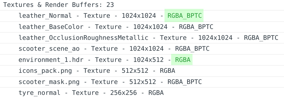 Verge3D - print performance info - texture compression