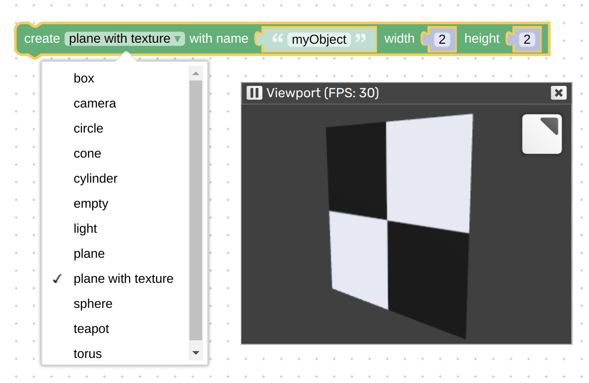 Verge3D Puzzles - option plane with texture for the puzzle create object