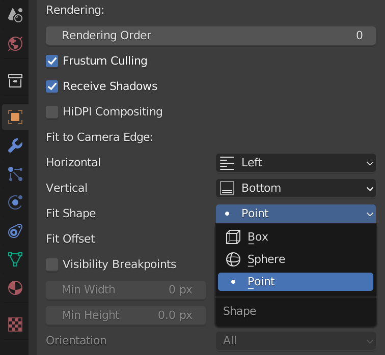 verge3d settings for fit to camera edge in blender 