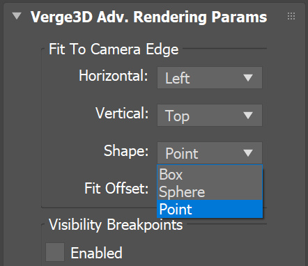 verge3d settings for fit to camera edge in 3ds max 