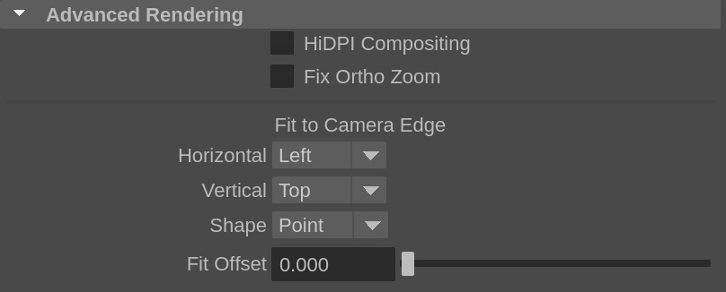 verge3d settings for fit to camera edge in maya