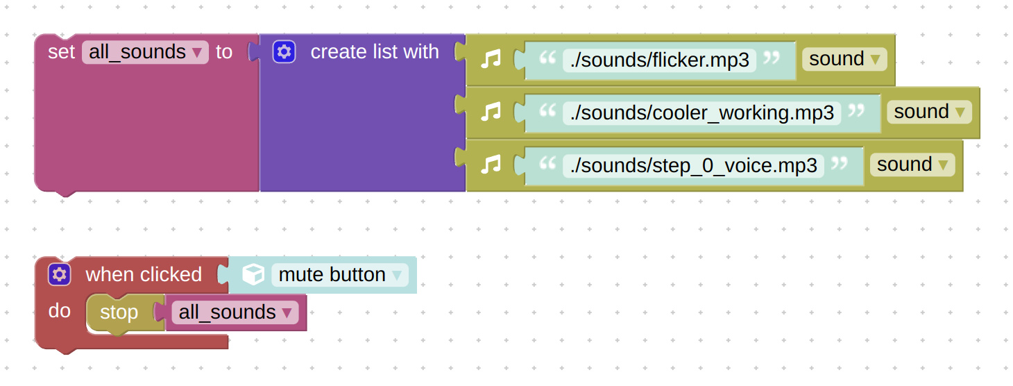 list and sound visual blocks (verge3d for maya)