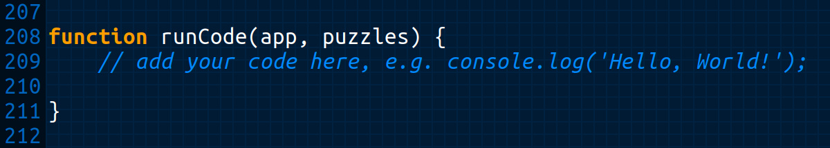 runCode function in verge3d app