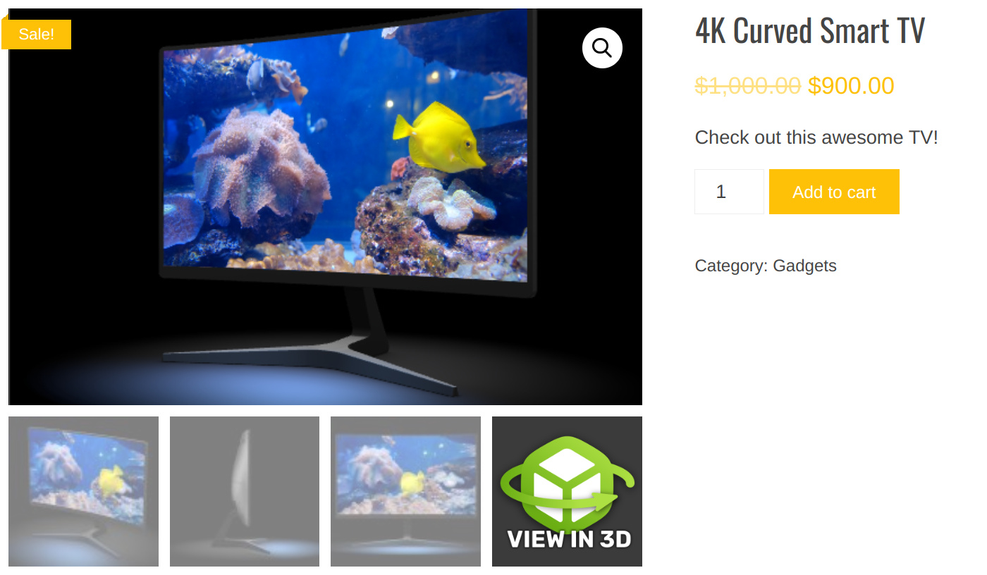 woocommerce 3D WebGL demo created in Verge3D for Blender