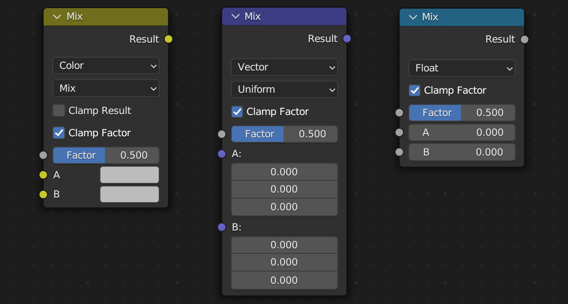 new Mix nodes in Blender 3.5