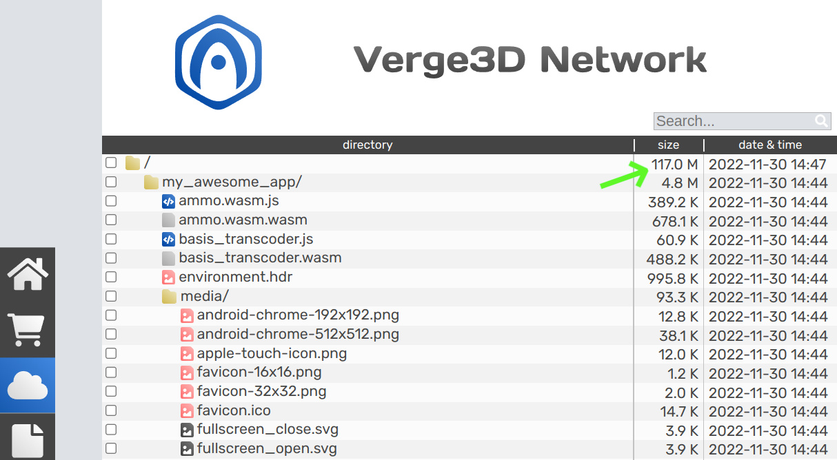 verge3d network storage check
