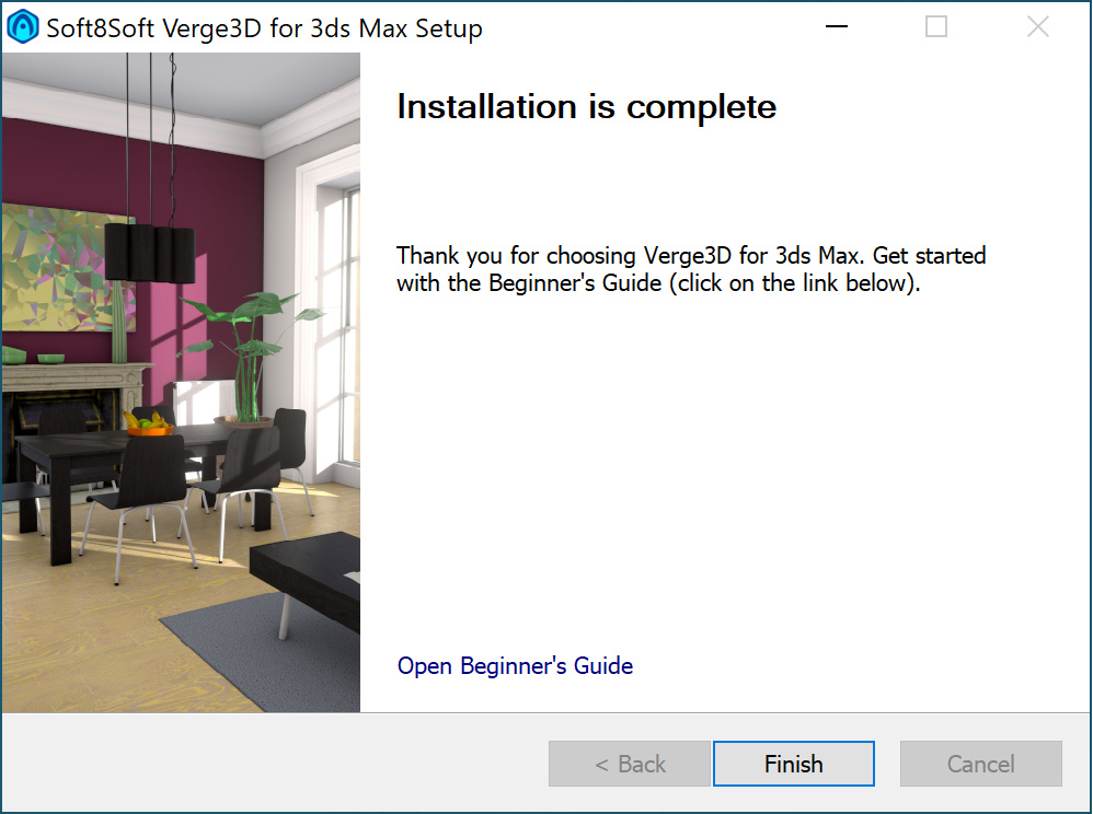 Verge3D 3ds Max Installation Finish