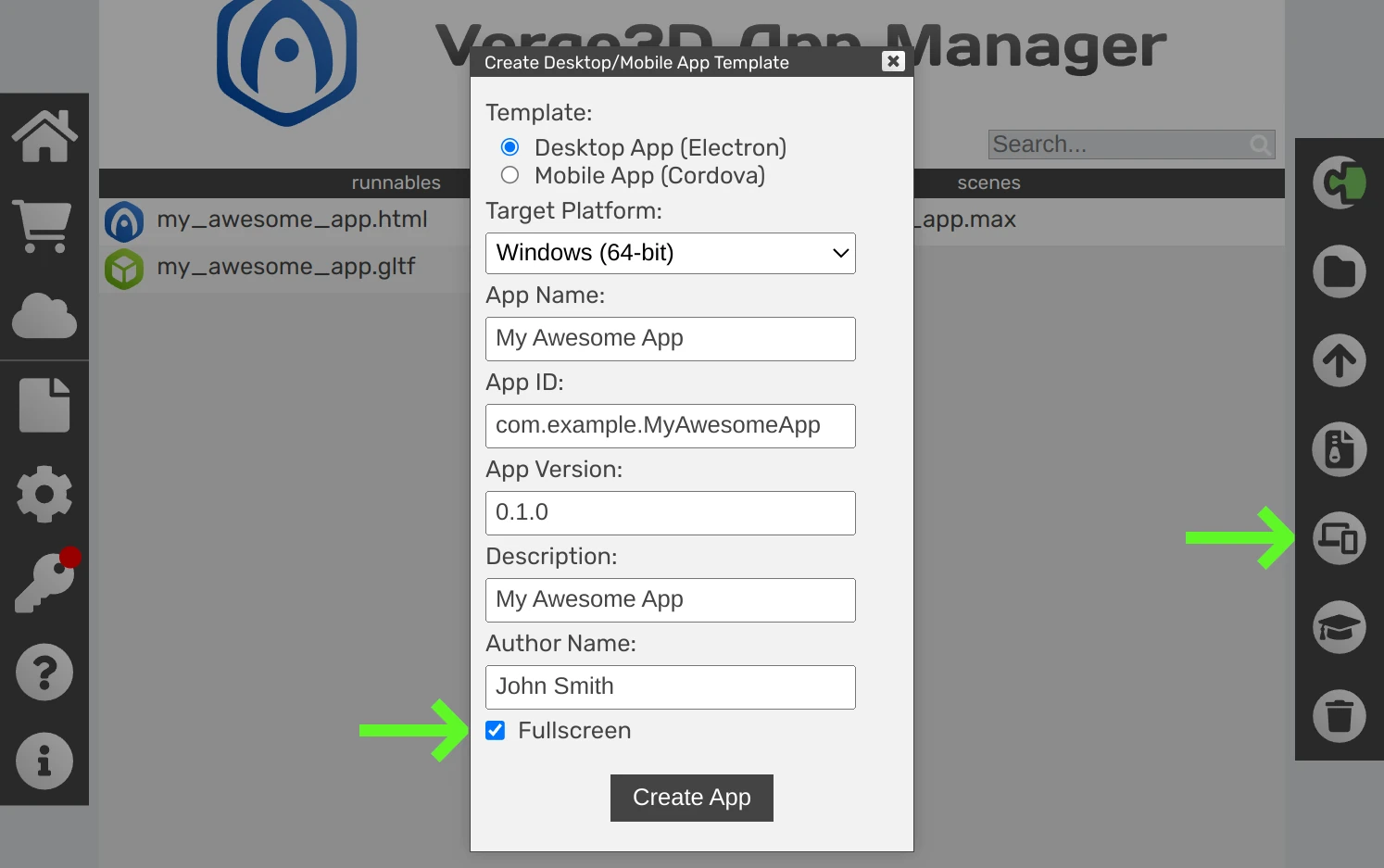 Verge3D-3ds Max: App Manager - create desktop app with electron