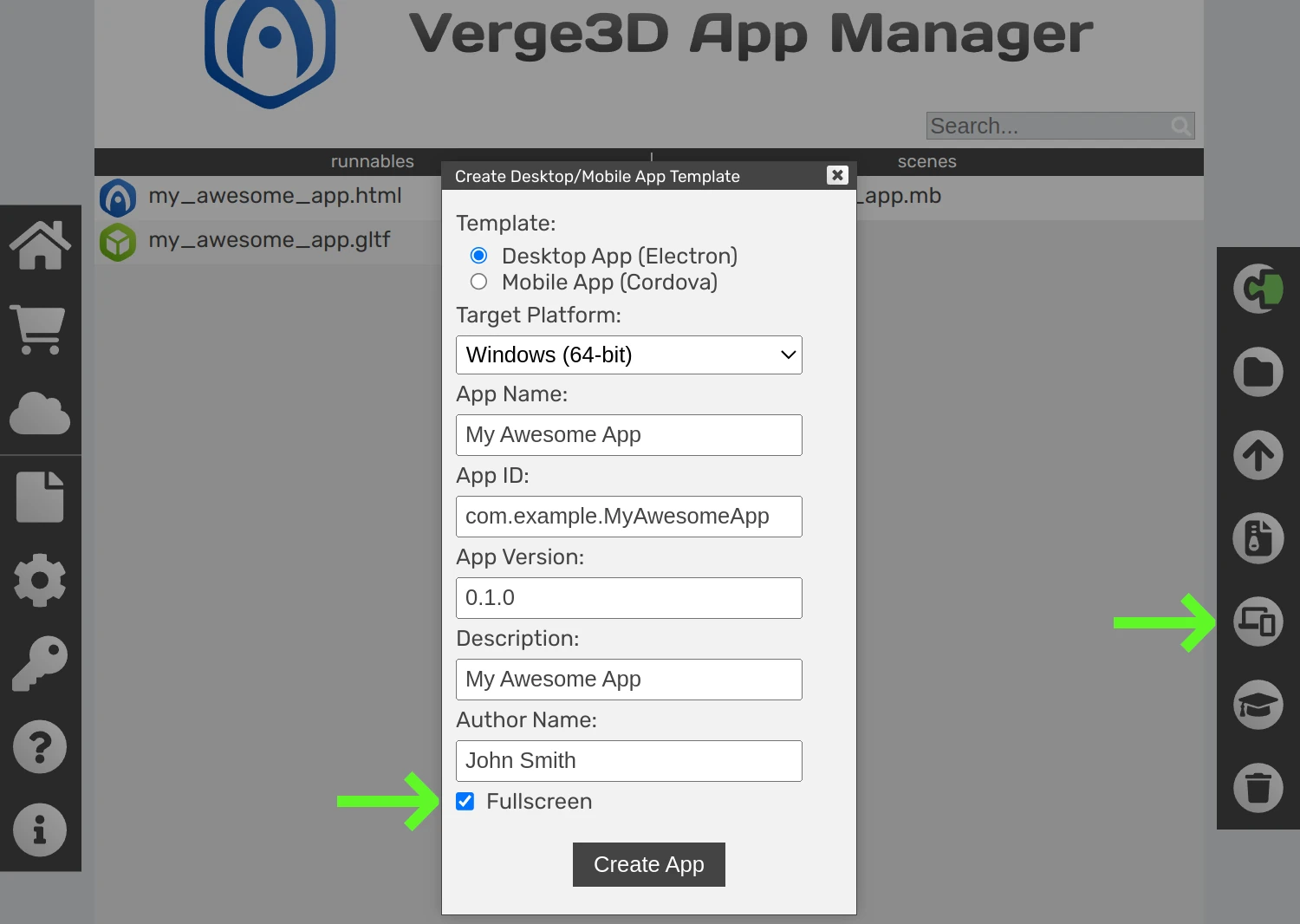 Verge3D-Maya: App Manager - create desktop app with electron