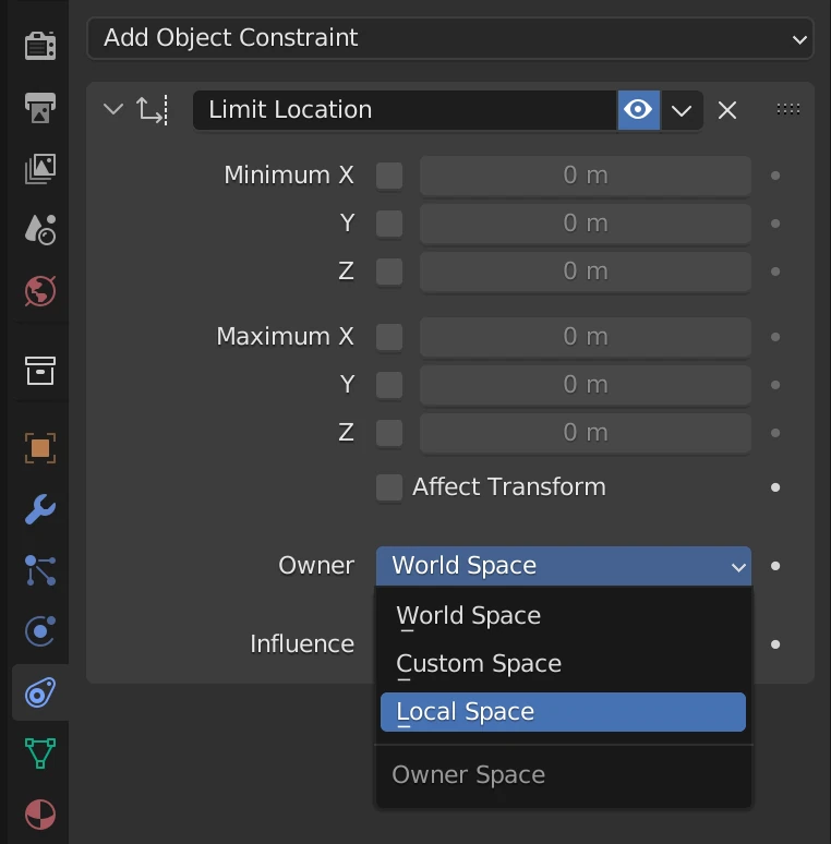 Verge3D for Blender: limit location constraint