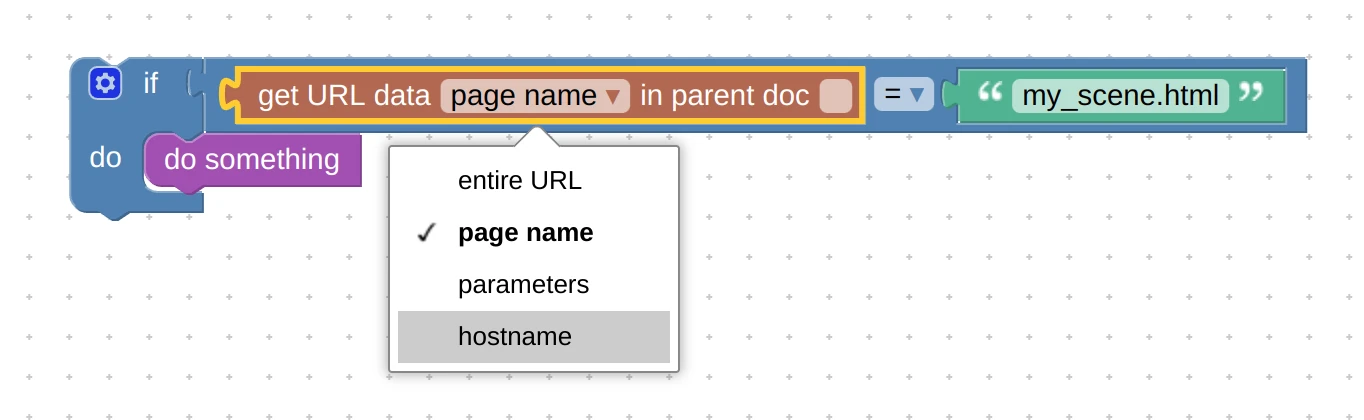 Verge3D for 3ds Max and Maya: get page name from URL