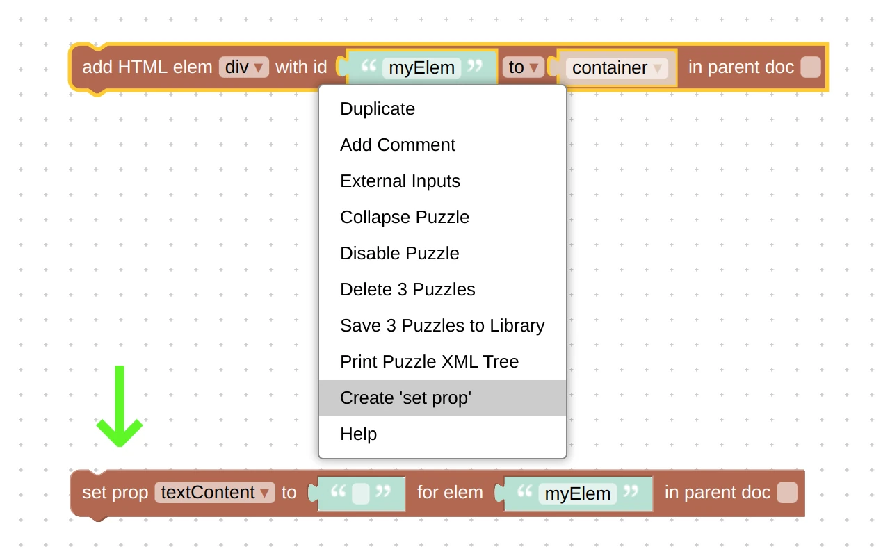 Verge3D for Blender: create set prop puzzle from right click menu