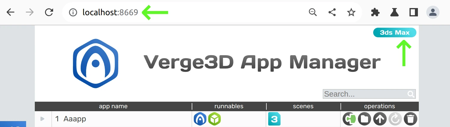 Verge3D for 3ds Max and Maya: app manager port